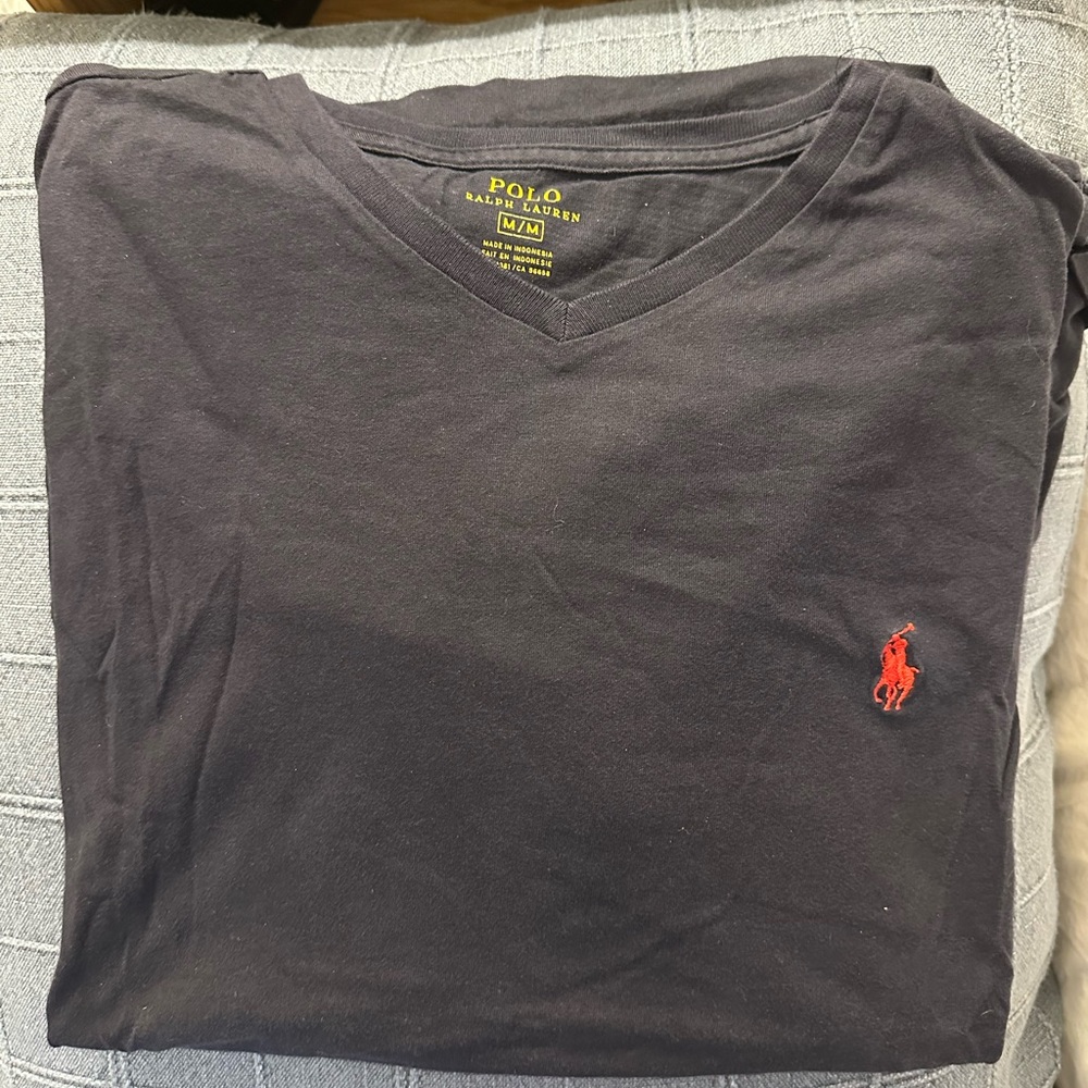 Polo by Ralph Lauren Men's Dark Blue V-Neck Tee